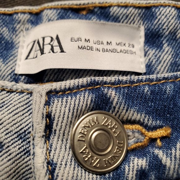 Zara Distressed Blue Denim Mini Skirt.Size Med /28 - Picture 4 of 5